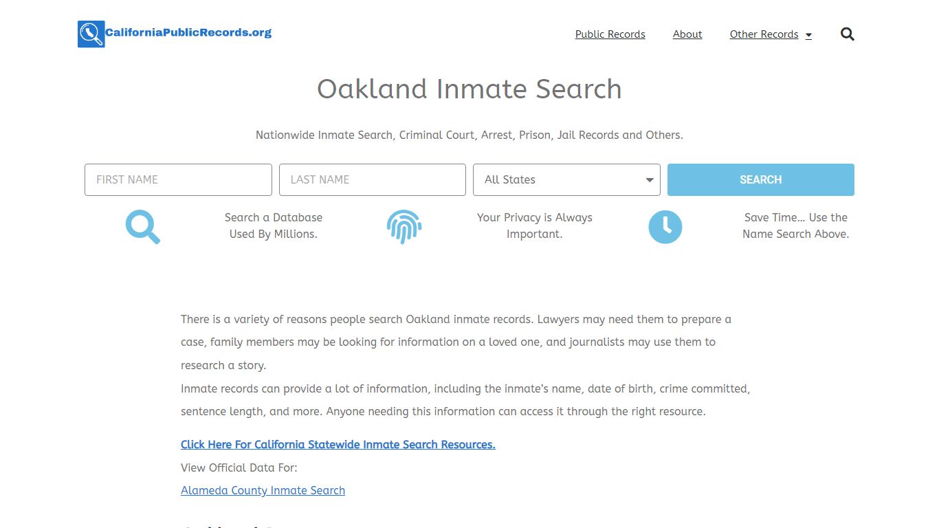 Oakland Inmate Search - Current & Past OPD CA Jail Records